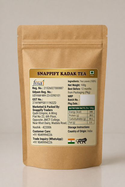 Snappify Premium Kadak Tea | Shuddhata Aur Swaad Ka Waada (100g)