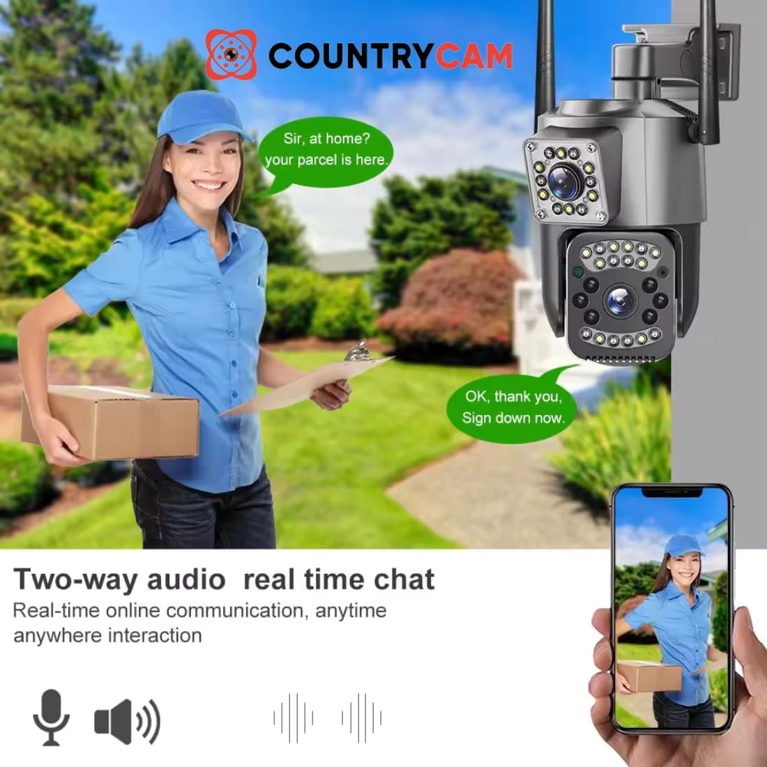 Snappify Tech: WiFi/4G Wireless Security Camera 4MP Ultra HD Dual Lens Two-Way Audio Motion Detection V380 App Camera