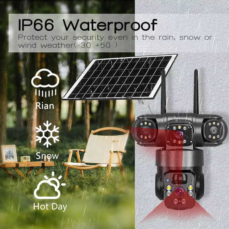 Snappify Tech: V380 Panoramic 360-Degree Three-Screen Three-Lens Wireless Wifi/4G Solar-Powered Security Camera CMOS Cloud Gun-Ball Combo