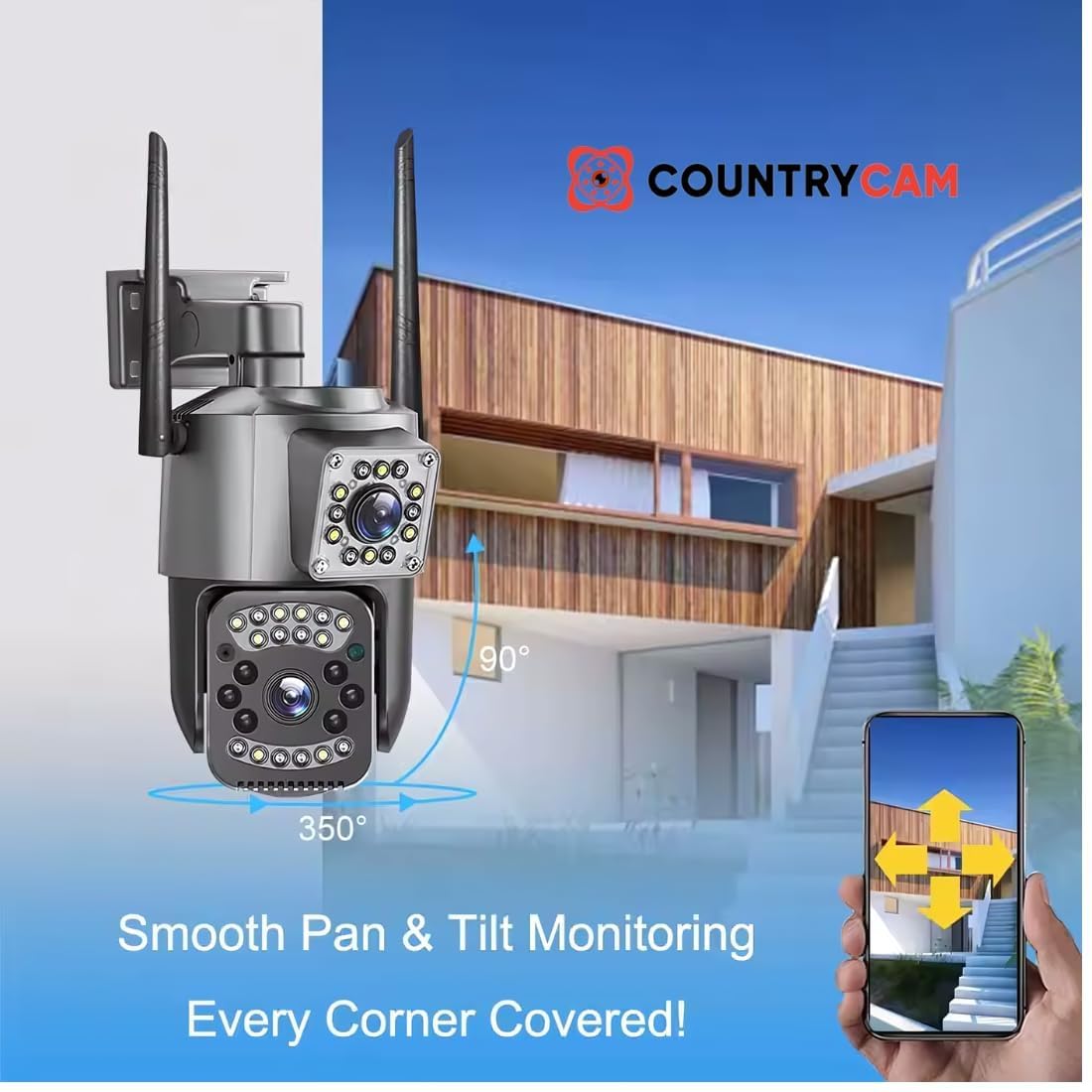 Snappify Tech: WiFi/4G Wireless Security Camera 4MP Ultra HD Dual Lens Two-Way Audio Motion Detection V380 App Camera