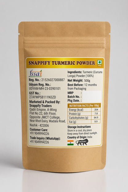 Snappify Premium Haldi Powder - 100% Shuddh aur Swasthya Vardhak (500gm)