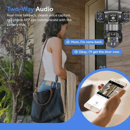 Snappify Tech: V380 Panoramic 360-Degree Three-Screen Three-Lens Wireless Wifi/4G Solar-Powered Security Camera CMOS Cloud Gun-Ball Combo