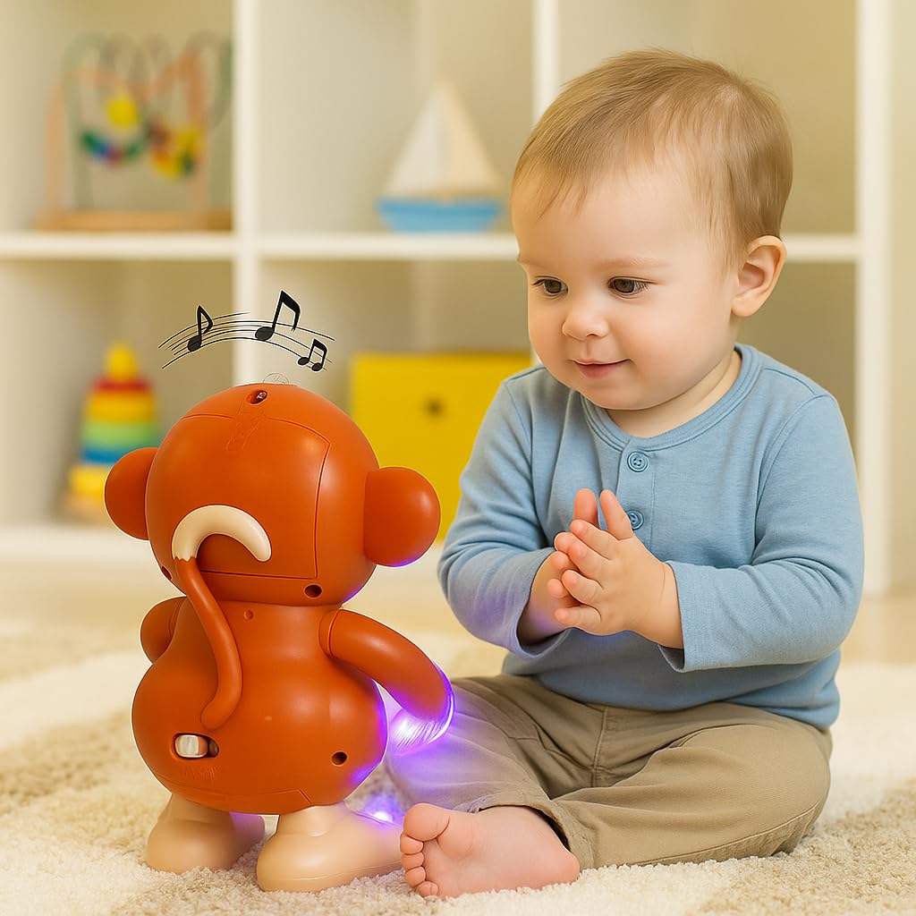 Snappify Tech | 360° Flipping Musical Monkey Toy with LED Lights