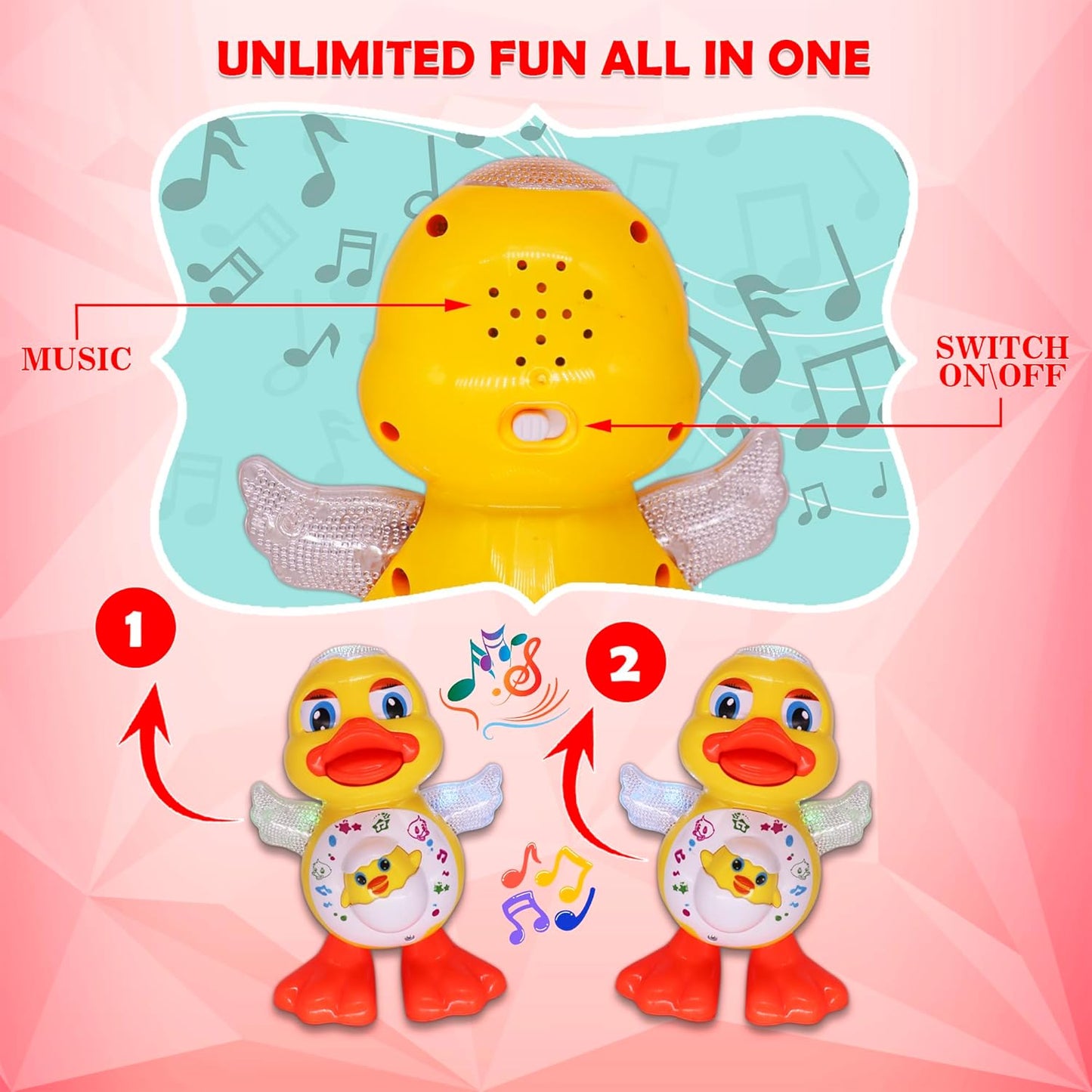 Snappify Tech | Musical Dancing Duck Toy with 3D LED Lights