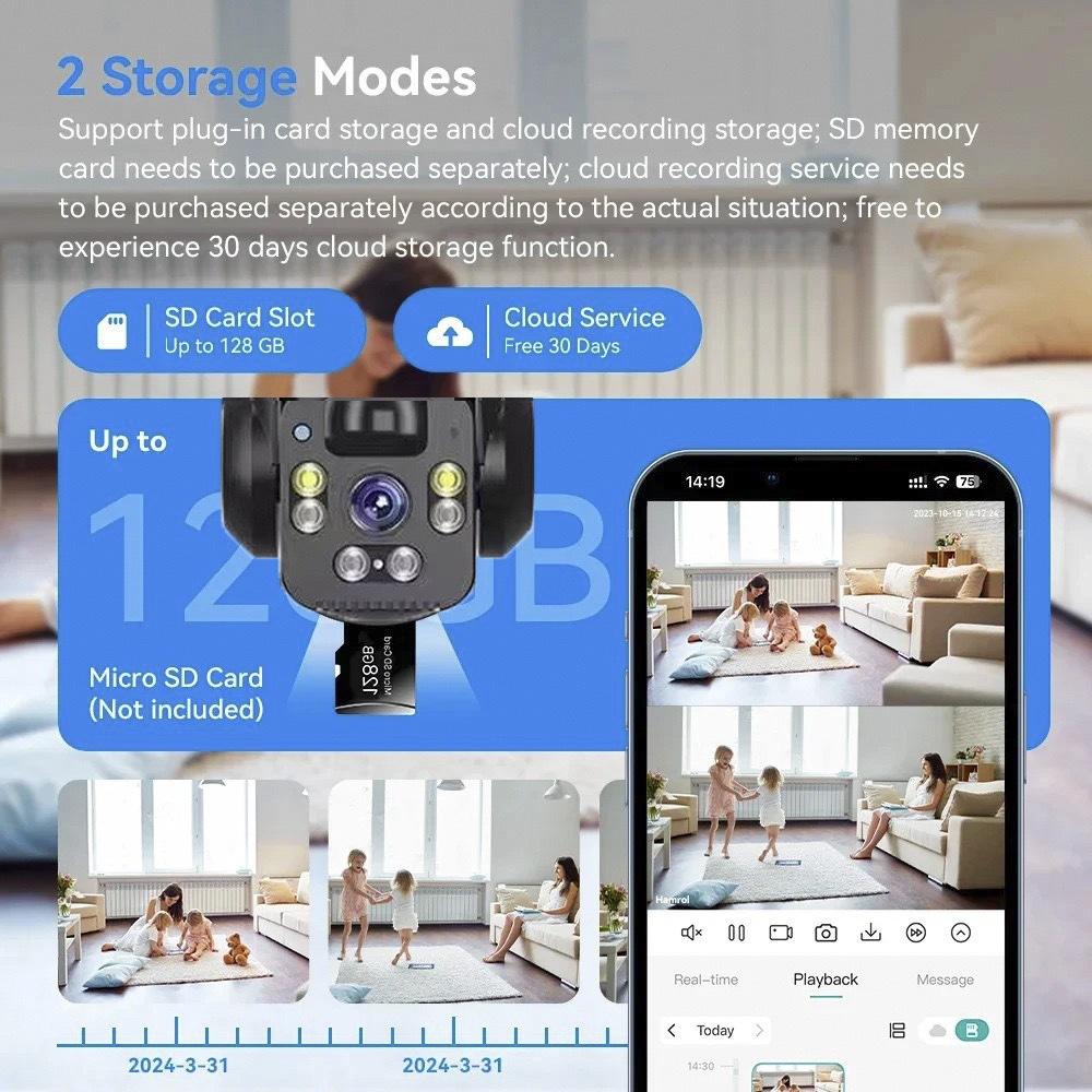 Snappify Tech: V380 Panoramic 360-Degree Three-Screen Three-Lens Wireless Wifi/4G Solar-Powered Security Camera CMOS Cloud Gun-Ball Combo