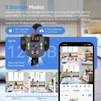 Snappify Tech: V380 Panoramic 360-Degree Three-Screen Three-Lens Wireless Wifi/4G Solar-Powered Security Camera CMOS Cloud Gun-Ball Combo