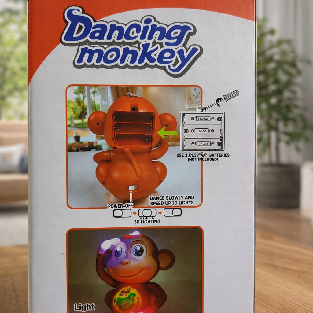 Snappify Tech | 360° Flipping Musical Monkey Toy with LED Lights