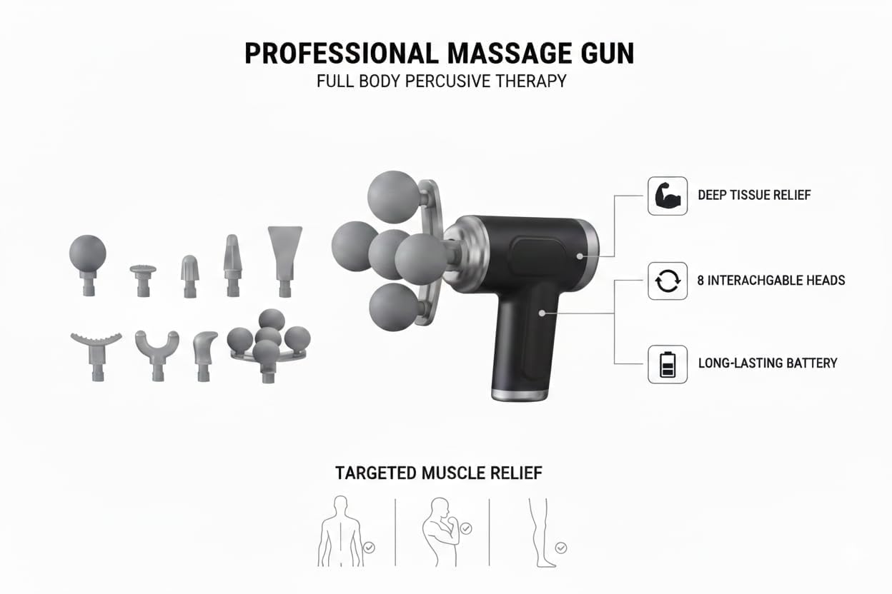 Snappify Tech | Professional Multi-Head Deep Tissue Massage Gun