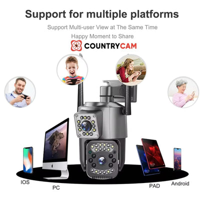 Snappify Tech: WiFi/4G Wireless Security Camera 4MP Ultra HD Dual Lens Two-Way Audio Motion Detection V380 App Camera