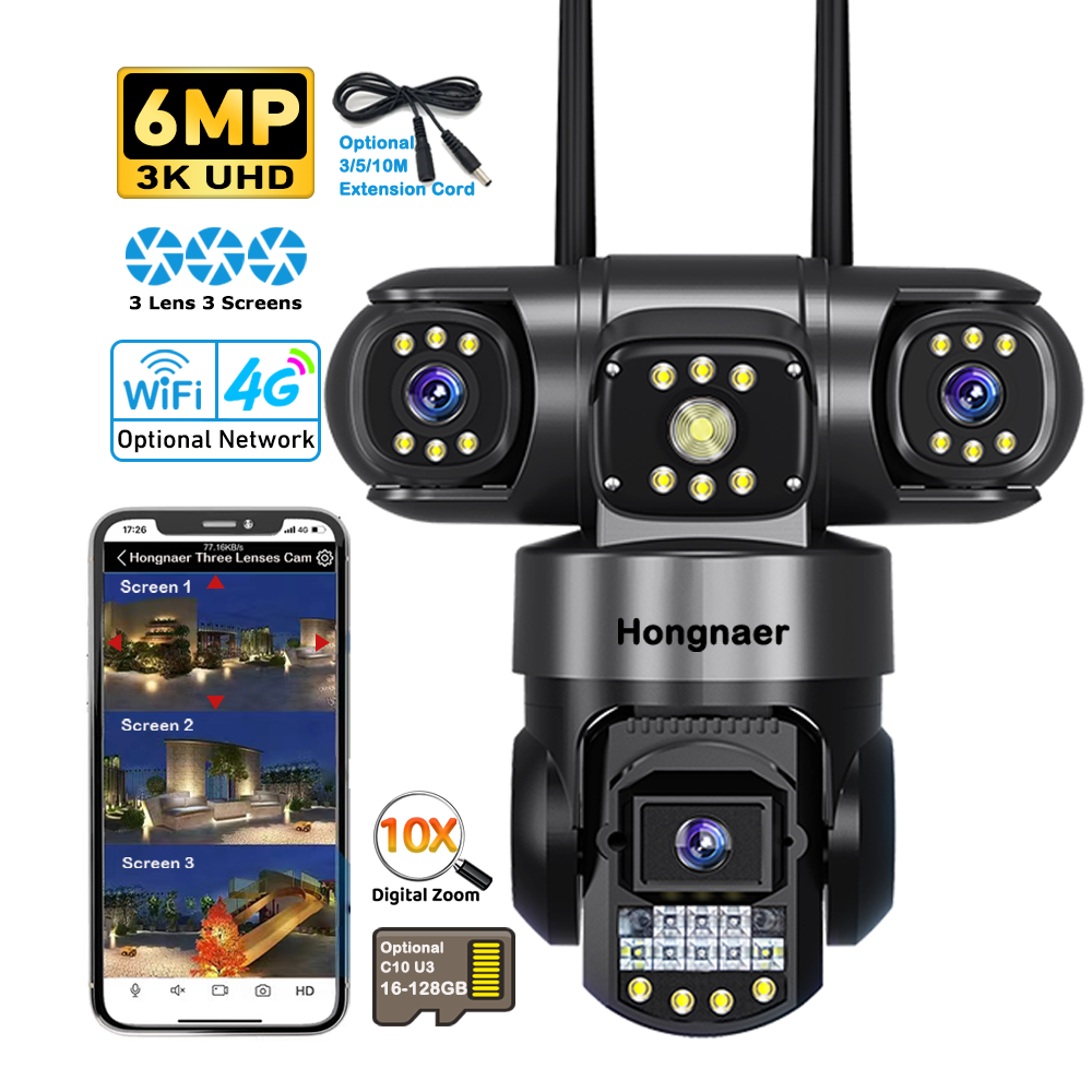 Snappify Tech: New Technology 3 Lens Indoor Outdoor Wireless WiFi 4G Network PTZ IP Camera 380 V380 Pro CCTV 4G Sim Card WiFi Security Camera