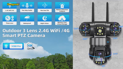 Snappify Tech: New Technology 3 Lens Indoor Outdoor Wireless WiFi 4G Network PTZ IP Camera 380 V380 Pro CCTV 4G Sim Card WiFi Security Camera